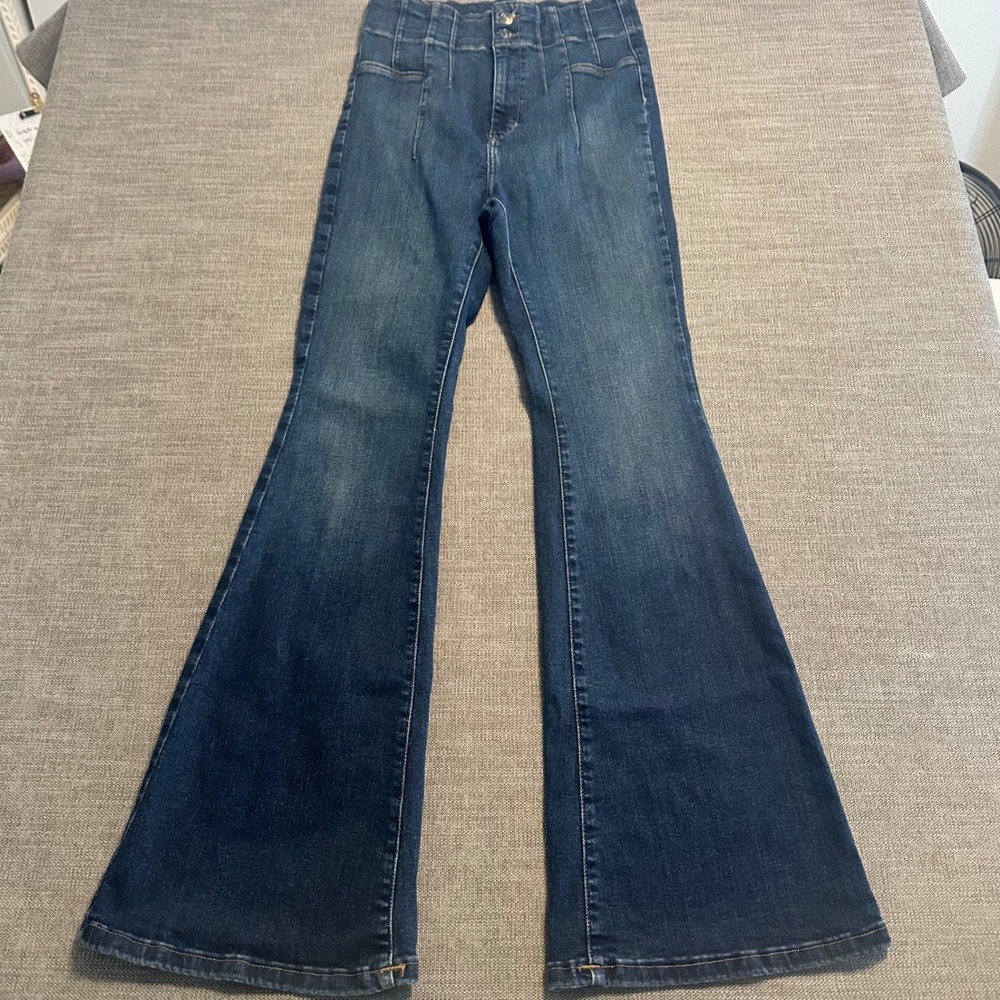 We The Free Flare Jeans Womens 30 Blue High Rise Bell Bottoms Boho